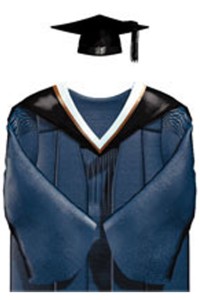 來版訂購理工大學教育碩士畢業袍 黑色方形畢業帽 白色肩帶披肩 碩士畢業袍製衣廠DA216